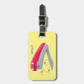 Cute red happy stapler cartoon bagagelabel (Voorkant verticaal)