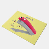 Cute red happy stapler cartoon deurmat (Schuin)