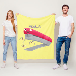 Cute red happy stapler cartoon fleece deken