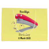 Cute red happy stapler cartoon groot cadeauzakje (Achterkant)