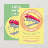 Cute red happy stapler cartoon kaart (Voorkant / Achterkant)