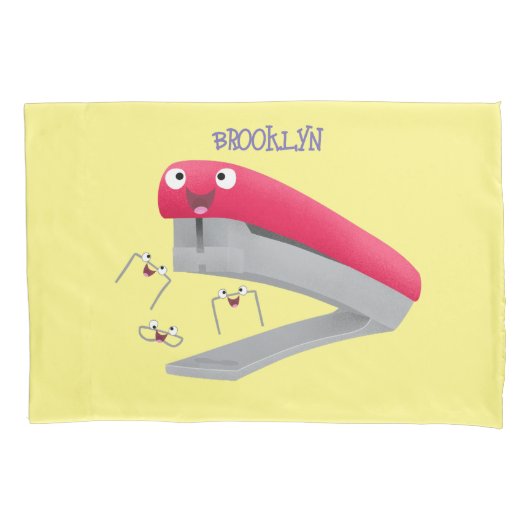 Cute red happy stapler cartoon kussensloop (Voorkant)