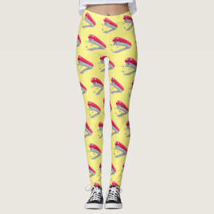 Cute red happy stapler cartoon leggings