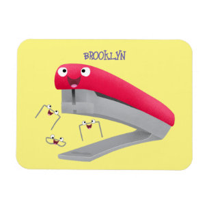 Cute red happy stapler cartoon magneet