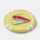 Cute red happy stapler cartoon poker chips (Enkel)