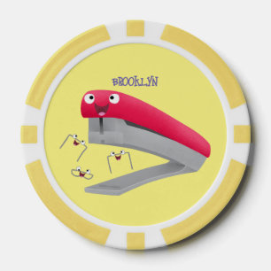 Cute red happy stapler cartoon poker chips