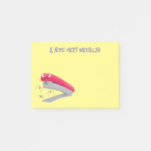 Cute red happy stapler cartoon post-it® notes
