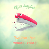 Cute red happy stapler cartoon raamsticker (Vel 3)