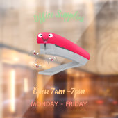 Cute red happy stapler cartoon raamsticker (Vel 2)