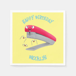 Cute red happy stapler cartoon servet