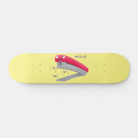Cute red happy stapler cartoon skateboard (Horizontaal)