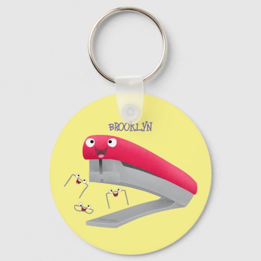 Cute red happy stapler cartoon sleutelhanger (Voorkant)