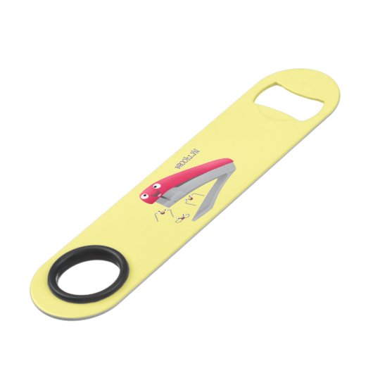 Cute red happy stapler cartoon speed flessenopener (Achterkant Gekanteld)