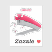 Cute red happy stapler cartoon sticker (Vel)