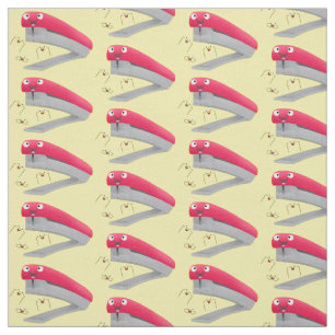 Cute red happy stapler cartoon stof