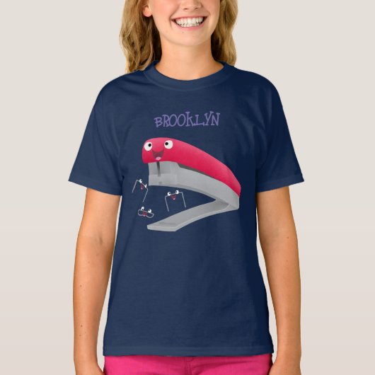 Cute red happy stapler cartoon t-shirt (Voorkant)