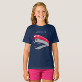 Cute red happy stapler cartoon t-shirt (Voorkant volledig)