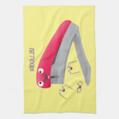 Cute red happy stapler cartoon theedoek (Verticaal)