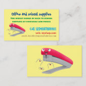 Cute red happy stapler cartoon visitekaartje (Voorkant / Achterkant)