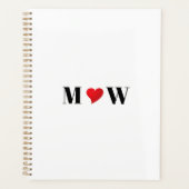 Cute red hart aangepaste initialen monogram planner (Voorkant)