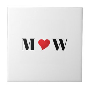 Cute red hart aangepaste initialen monogram tegeltje