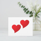 Cute red hart paar minimalistisch modern romantisc briefkaart (Staand voorkant)