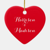 Cute red hartscript kalligraphy koppnames keramisch ornament (Achterkant)