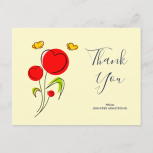 Cute Red Heart Flowers Illustratie Dankuwel Briefkaart