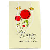 Cute Red Heart Flowers Illustration Moederdag Medium Cadeauzakje (Voorkant)