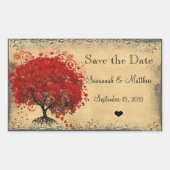 Cute Red Heart Leaf Tree Weddings Rechthoekige Sticker (Voorkant)