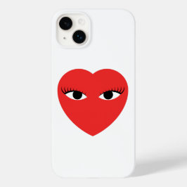 Cute Red Heart met Eyes in witte iPhone Case