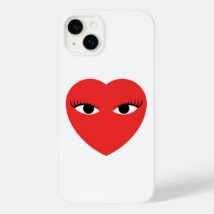 Cute Red Heart met Eyes in witte iPhone Case