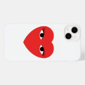 Cute Red Heart met Eyes in witte iPhone Case (Achterkant (horizontaal))