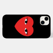 Cute Red Heart met Eyes iPhone Case (Achterkant (horizontaal))