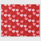 Cute Red Heart Pattern XOXO Valentijnsdag Cadeaupapier (Vlak)