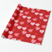 Cute Red Heart Pattern XOXO Valentijnsdag Cadeaupapier (Uitgerold)