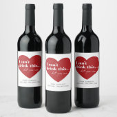 Cute Red Heart Pregnancy Faire-part Vin Étiquette (Bouteilles)