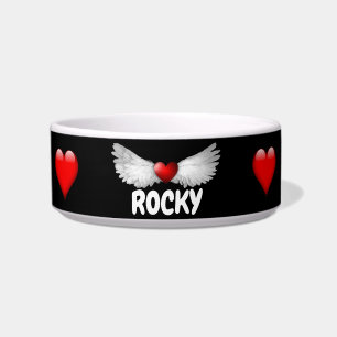 Cute Red Hearts Angel Wings Pet Bowl Voerbakje