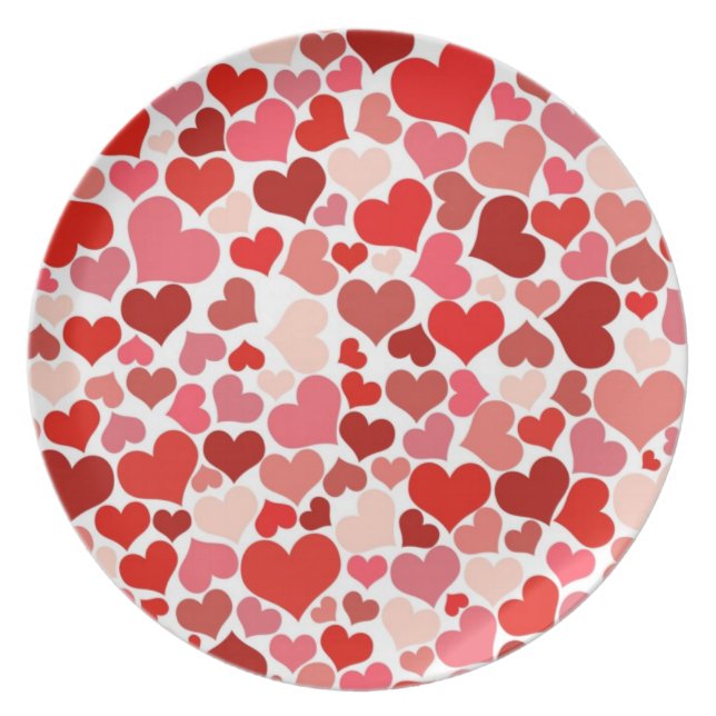 Cute Red Hearts Background Melamine Bord (Voorkant)