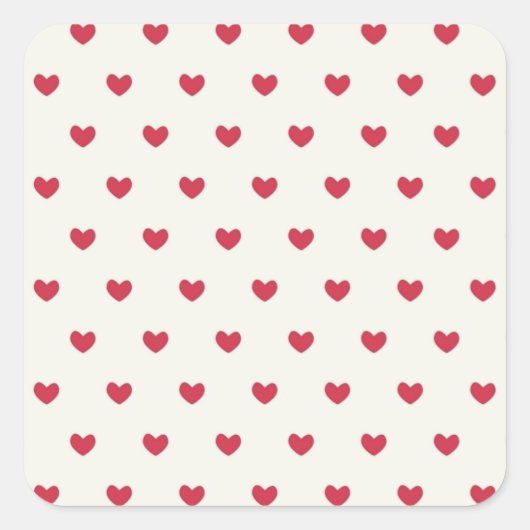 Cute Red Hearts Patroon Vierkante Sticker (Voorkant)