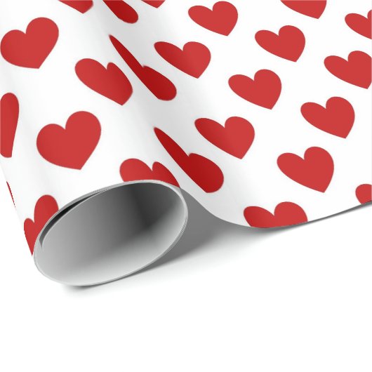 Cute Red Hearts Pattern Cadeaupapier (Rol Hoek)