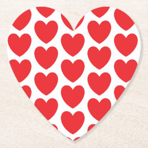 Cute Red Hearts Pattern Cust. BG Heart Onderzetter