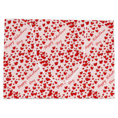 Cute Red Hearts Pattern Happy Valentine Day Groot Cadeauzakje (Achterkant)