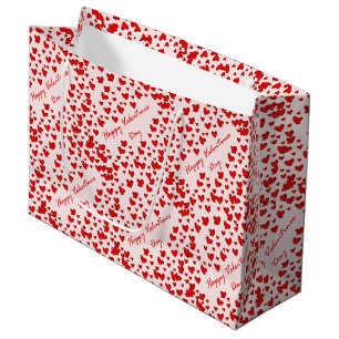 Cute Red Hearts Pattern Happy Valentine Day Groot Cadeauzakje