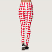 Cute Red Hearts Pattern White Leggings Womens (Achterkant)