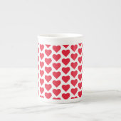 ❤️ Cute Red Hearts Porselein Kop (Voorkant)