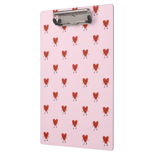 Cute Red Hearts Seamless Love Pattern on Pink Klembord (Links)