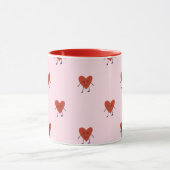 Cute Red Hearts Seamless Love Pattern on Pink Mok (Midden)