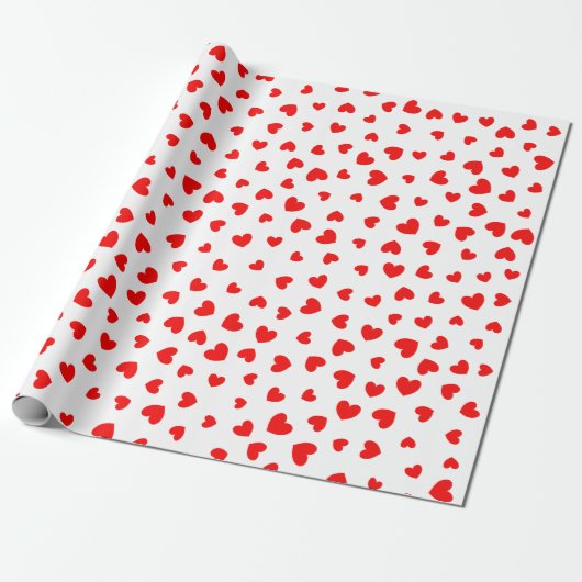 Cute Red Hearts Valentijnsdag Cadeaupapier (Uitgerold)