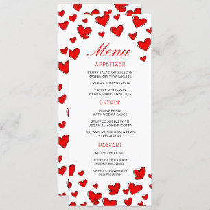 Cute Red Hearts Valentines Jour Menu